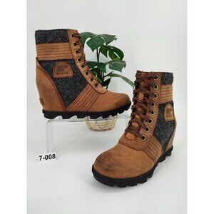 Sorel Women’s Lexie Ankle Lace Up Brown Leather Boots Size 7.5 US